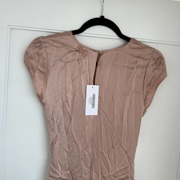 NWT Reformation Birch Maxi Silk Dress Sz 8 Blush Crew Neck Ruched Side Slit - Picture 9 of 10